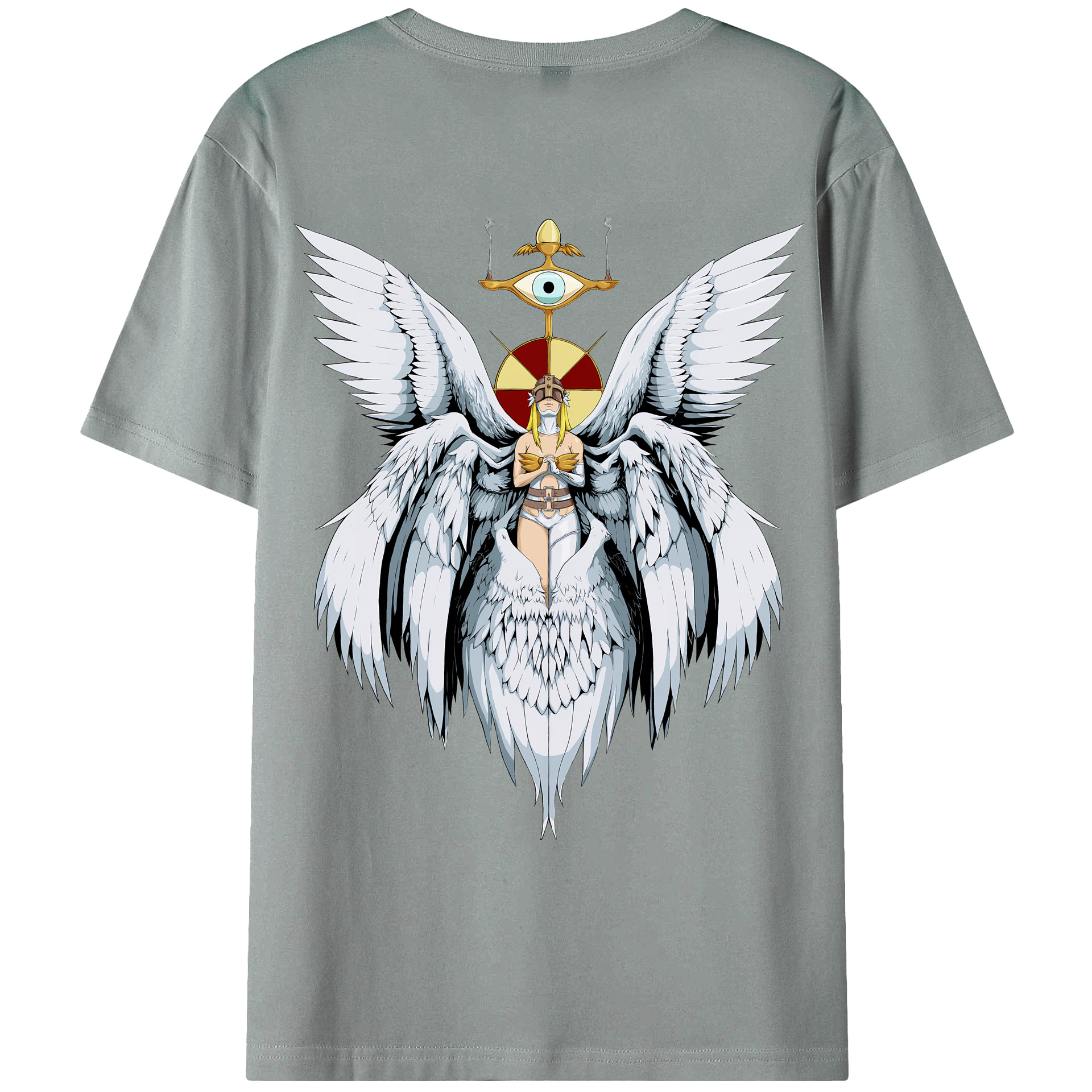 （画像用） Digimon デジタルモンスター/デジモン 綿100％ メンズ半袖Tシャツ（バックプリント） 通気性